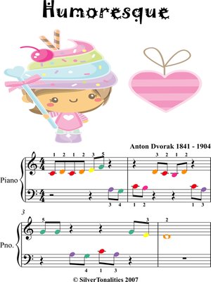 cover image of Humoresque Beginner Piano Sheet Music with Colored Notation